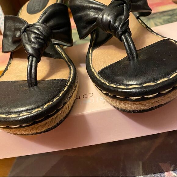☘️ Born espadrilles black Leather upper, Wedge Slide Sandal size 9 - Picture 4 of 8